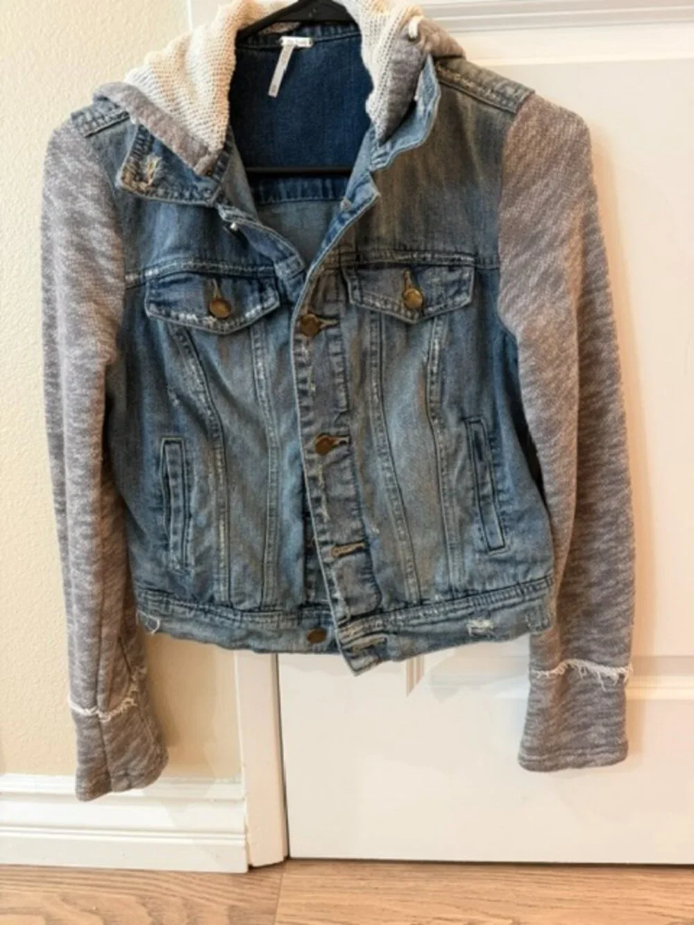 Free People Jean Jacket with Heather Gray Sleeves